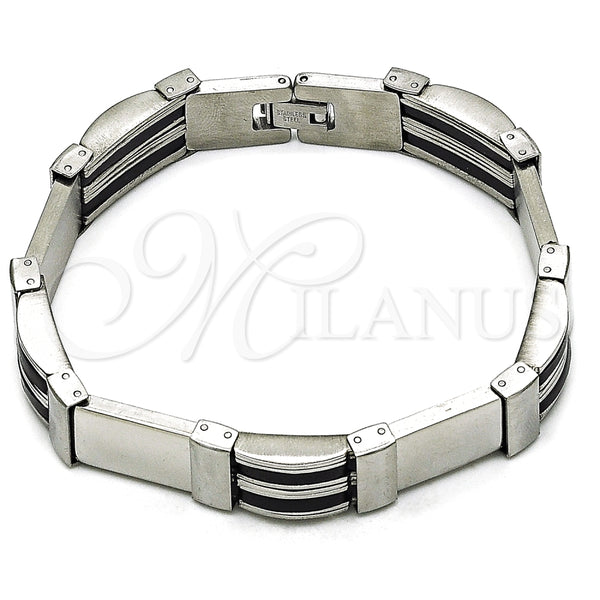 Pulsera Solida 03.114.0396.09 Acero Inoxidable, Pulido, Tono Plateado (13 MM Thickness, 9 Inches Length)