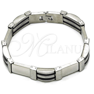 Pulsera Solida 03.114.0396.09 Acero Inoxidable, Pulido, Tono Plateado (13 MM Thickness, 9 Inches Length)