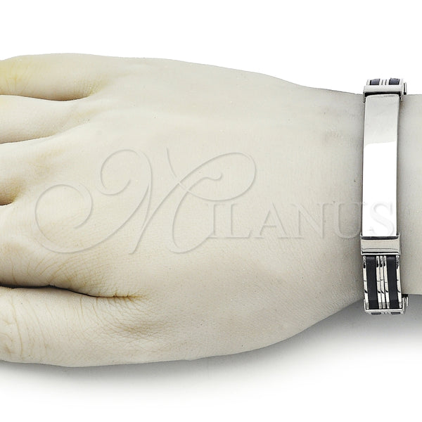 Pulsera Solida 03.114.0397.09 Acero Inoxidable, Pulido, Tono Plateado (11 MM Thickness, 9 Inches Length)