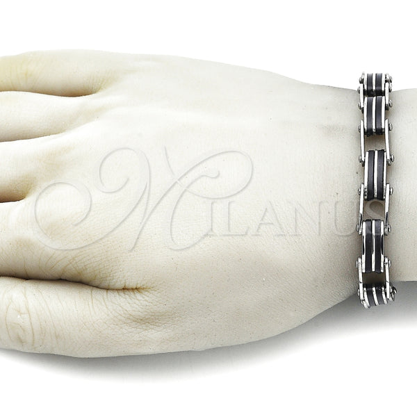 Pulsera Solida 03.114.0399.09 Acero Inoxidable, Pulido, Tono Plateado (10 MM Thickness, 9 Inches Length)