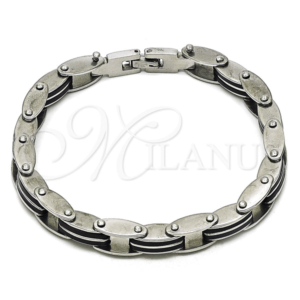 Pulsera Solida 03.114.0399.09 Acero Inoxidable, Pulido, Tono Plateado (10 MM Thickness, 9 Inches Length)