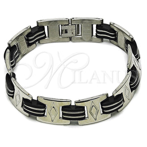 Pulsera Solida 03.114.0400.08 Acero Inoxidable, Pulido, Tono Plateado (14 MM Thickness, 9 Inches Length)