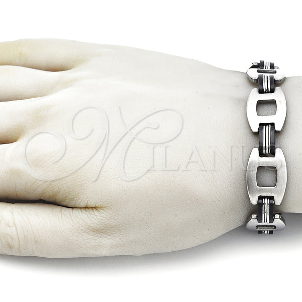 Pulsera Solida 03.114.0401.09 Acero Inoxidable, Pulido, Tono Plateado (16 MM Thickness, 9 Inches Length)