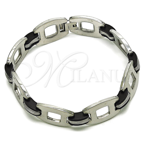 Pulsera Solida 03.114.0401.09 Acero Inoxidable, Pulido, Tono Plateado (16 MM Thickness, 9 Inches Length)