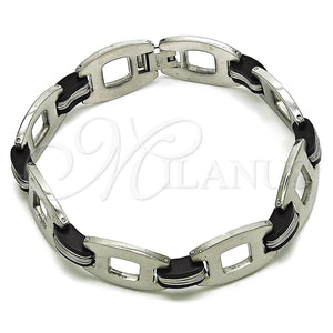 Pulsera Solida 03.114.0401.09 Acero Inoxidable, Pulido, Tono Plateado (16 MM Thickness, 9 Inches Length)