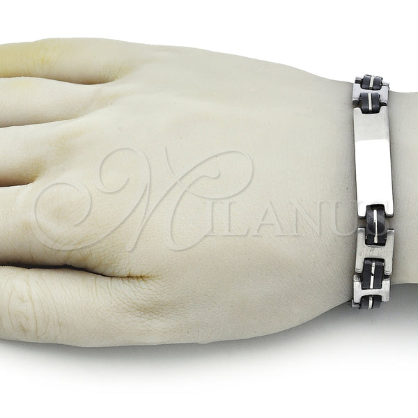 Pulsera Solida 03.114.0404.08 Acero Inoxidable, Pulido, Tono Plateado (10 MM Thickness, 9 Inches Length)