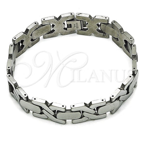 Pulsera Solida 03.114.0405.08 Acero Inoxidable, Diseño de Besos y Abrazos, Pulido, Tono Plateado (14 MM Thickness, 8 Inches Length)