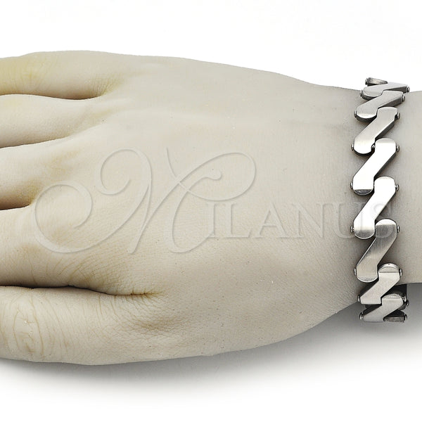 Pulsera Solida 03.114.0406.09 Acero Inoxidable, Pulido, Tono Plateado (14 MM Thickness, 9 Inches Length)