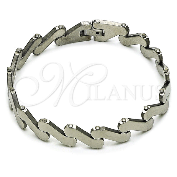 Pulsera Solida 03.114.0406.09 Acero Inoxidable, Pulido, Tono Plateado (14 MM Thickness, 9 Inches Length)