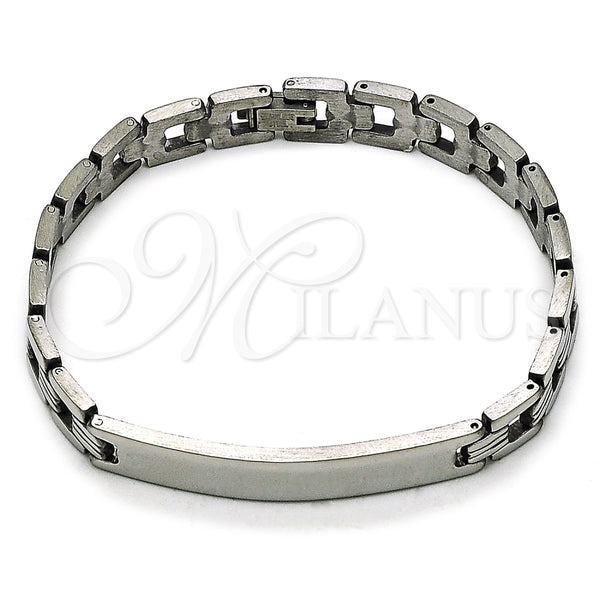 Pulsera Solida 03.114.0407.08 Acero Inoxidable, Pulido, Tono Plateado (09 MM Thickness, 8 Inches Length)
