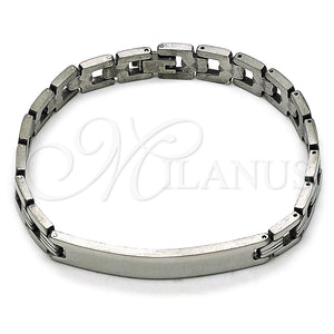 Pulsera Solida 03.114.0407.08 Acero Inoxidable, Pulido, Tono Plateado (09 MM Thickness, 8 Inches Length)