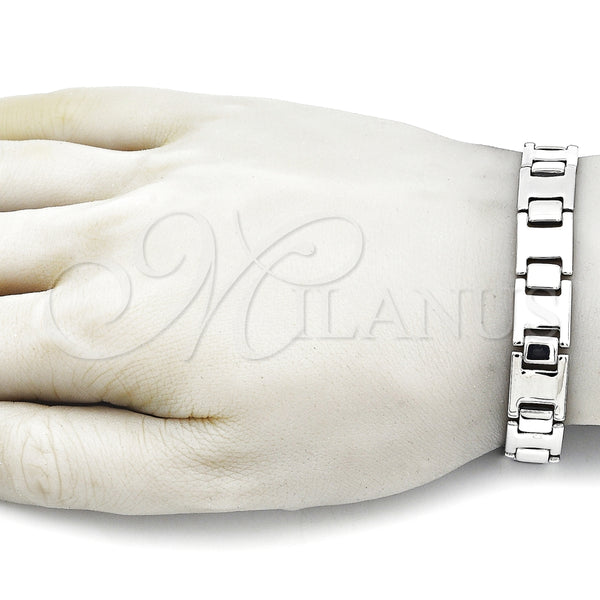 Pulsera Solida 03.114.0408.08 Acero Inoxidable, Pulido, Tono Plateado (12 MM Thickness, 9 Inches Length)