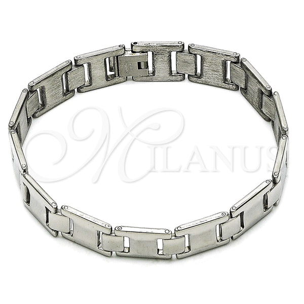 Pulsera Solida 03.114.0408.08 Acero Inoxidable, Pulido, Tono Plateado (12 MM Thickness, 9 Inches Length)