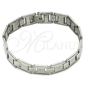 Pulsera Solida 03.114.0408.08 Acero Inoxidable, Pulido, Tono Plateado (12 MM Thickness, 9 Inches Length)