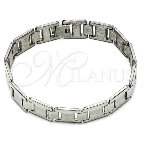 Pulsera Solida 03.114.0408.08 Acero Inoxidable, Pulido, Tono Plateado (12 MM Thickness, 9 Inches Length)