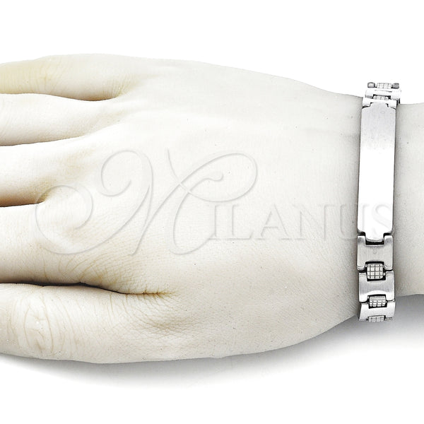 Pulsera Solida 03.114.0409.08 Acero Inoxidable, Pulido, Tono Plateado (10 MM Thickness, 8 Inches Length)