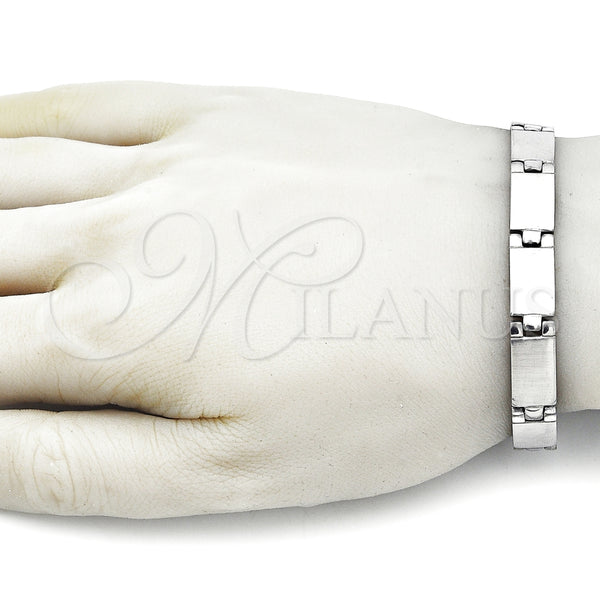 Pulsera Solida 03.114.0410.08 Acero Inoxidable, Pulido, Tono Plateado (09 MM Thickness, 9 Inches Length)