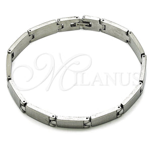 Pulsera Solida 03.114.0410.08 Acero Inoxidable, Pulido, Tono Plateado (09 MM Thickness, 9 Inches Length)