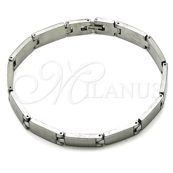 Pulsera Solida 03.114.0410.08 Acero Inoxidable, Pulido, Tono Plateado (09 MM Thickness, 9 Inches Length)