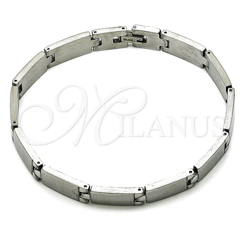Pulsera Solida 03.114.0410.08 Acero Inoxidable, Pulido, Tono Plateado (09 MM Thickness, 9 Inches Length)