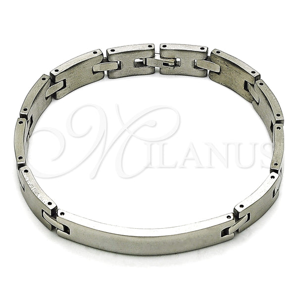 Pulsera Solida 03.114.0411.08 Acero Inoxidable, Pulido, Tono Plateado (09 MM Thickness, 9 Inches Length)
