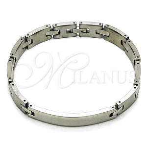Pulsera Solida 03.114.0411.08 Acero Inoxidable, Pulido, Tono Plateado (09 MM Thickness, 9 Inches Length)