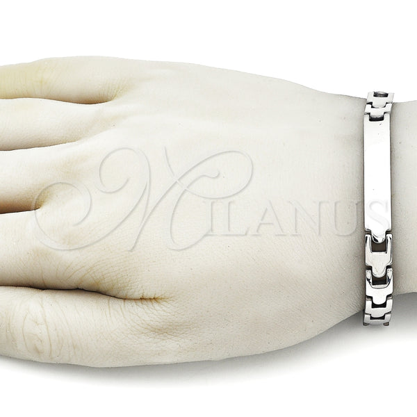 Pulsera Solida 03.114.0413.08 Acero Inoxidable, Pulido, Tono Plateado (08 MM Thickness, 8 Inches Length)