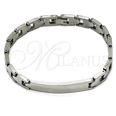 Pulsera Solida 03.114.0413.08 Acero Inoxidable, Pulido, Tono Plateado (08 MM Thickness, 8 Inches Length)
