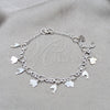 Pulsera de Dije 03.409.0109.08 Plata Rodinada, Diseño de Elefante y Delfín, Pulido, Tono Plateado (Grosor 01 MM, 8 Pulgadas de Largo)