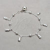 Pulsera de Dije 03.409.0113.08 Plata Rodinada, Diseño de Uva y Bola, Pulido, Tono Plateado (Grosor 01 MM, 8 Pulgadas de Largo)