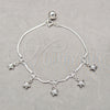 Pulsera de Dije 03.409.0121.08 Plata Rodinada, Diseño de Estrella, Pulido, Tono Plateado (Grosor 01 MM, 8 Pulgadas de Largo)
