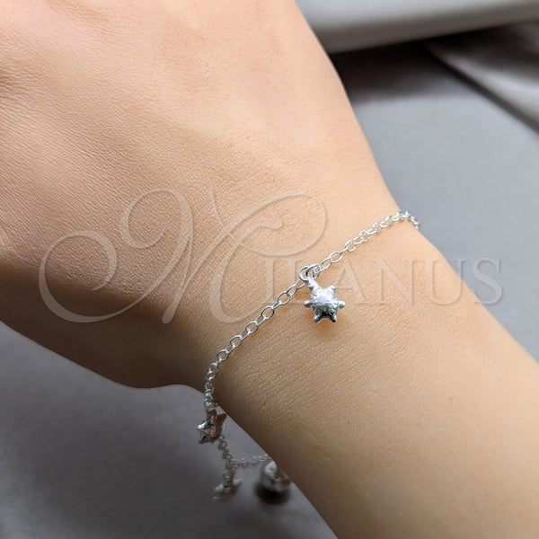 Pulsera de Dije 03.409.0123.08 Plata Rodinada, Diseño de Tortuga, Pulido, Tono Plateado (Grosor 01 MM, 8 Pulgadas de Largo)