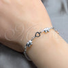 Pulsera de Dije 03.409.0128.07 Plata Rodinada, Diseño de Corazón y Elefante, Pulido, Tono Plateado (Grosor 01 MM, 7 Pulgadas de Largo)