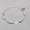 Pulsera de Dije 03.409.0128.07 Plata Rodinada, Diseño de Corazón y Elefante, Pulido, Tono Plateado (Grosor 01 MM, 7 Pulgadas de Largo)