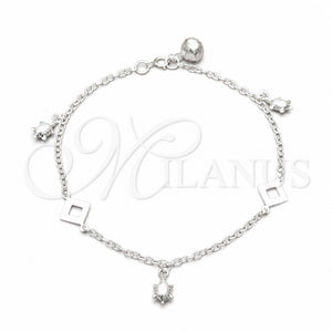 Pulsera de Dije 03.409.0129.07 Plata Rodinada, Diseño de Tortuga, Pulido, Tono Plateado (Grosor 01 MM, 7 Pulgadas de Largo)