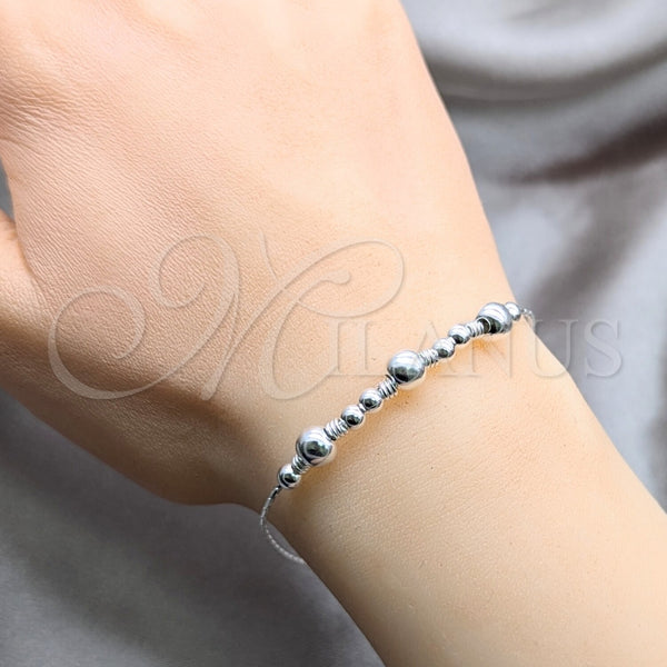 Pulsera de Dije 03.409.0133.07 Plata Rodinada, Diseño de Bola, Pulido, Tono Plateado (Grosor 01 MM, 7 Pulgadas de Largo)