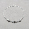 Pulsera de Dije 03.409.0133.07 Plata Rodinada, Diseño de Bola, Pulido, Tono Plateado (Grosor 01 MM, 7 Pulgadas de Largo)