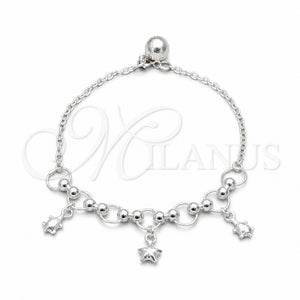Pulsera de Dije 03.409.0134.07 Plata Rodinada, Diseño de Bola y Tortuga, Pulido, Tono Plateado (Grosor 01 MM, 7 Pulgadas de Largo)
