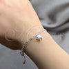 Pulsera de Dije 03.409.0135.07 Plata Rodinada, Diseño de Elefante, Pulido, Tono Plateado (Grosor 01 MM, 7 Pulgadas de Largo)