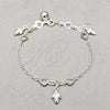 Pulsera de Dije 03.409.0136.07 Plata Rodinada, Diseño de Corazón y Uva, Pulido, Tono Plateado (Grosor 01 MM, 7 Pulgadas de Largo)