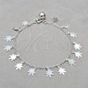 Pulsera de Dije 03.409.0137.07 Plata Rodinada, Diseño de Flor, Pulido, Tono Plateado (Grosor 01 MM, 7 Pulgadas de Largo)