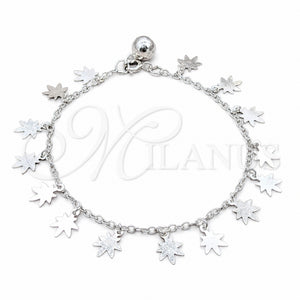 Pulsera de Dije 03.409.0137.07 Plata Rodinada, Diseño de Flor, Pulido, Tono Plateado (Grosor 01 MM, 7 Pulgadas de Largo)