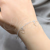 Pulsera de Dije 03.409.0138.07 Plata Rodinada, Diseño de Corazón, Pulido, Tono Plateado (Grosor 01 MM, 7 Pulgadas de Largo)