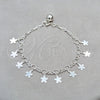 Pulsera de Dije 03.409.0139.07 Plata Rodinada, Diseño de Flor, Pulido, Tono Plateado (Grosor 01 MM, 7 Pulgadas de Largo)
