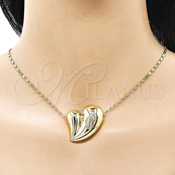 Gargantilla Elegante 04.253.0022.18 Oro Laminado, Diseño de Corazón y Guadalupe, Pulido, Tono Dorado (02 MM Thickness, 18 Inches Length)