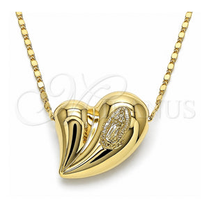 Gargantilla Elegante 04.253.0022.18 Oro Laminado, Diseño de Corazón y Guadalupe, Pulido, Tono Dorado (Grosor 02 MM, 18 Pulgadas de Largo)