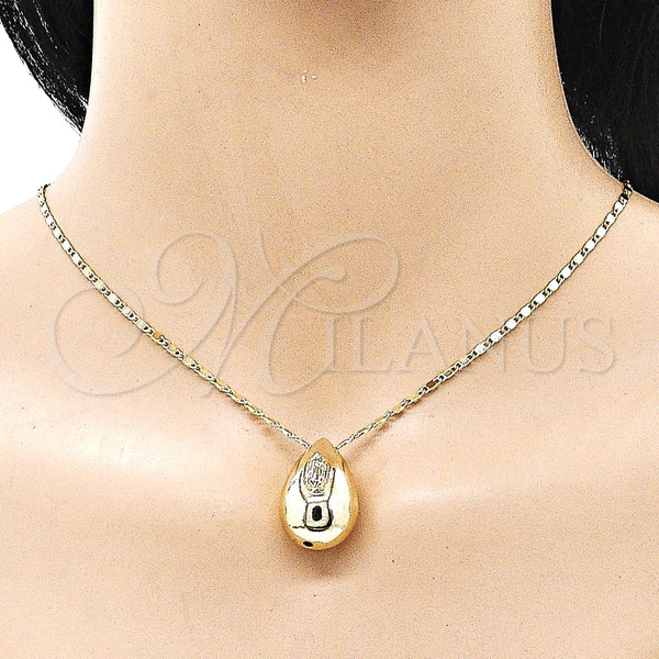 Gargantilla Elegante 04.253.0023.18 Oro Laminado, Diseño de Gota y Guadalupe, Pulido, Tono Dorado (02 MM Thickness, 18 Inches Length)