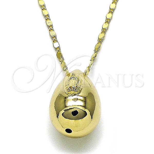 Gargantilla Elegante 04.253.0023.18 Oro Laminado, Diseño de Gota y Guadalupe, Pulido, Tono Dorado (02 MM Thickness, 18 Inches Length)