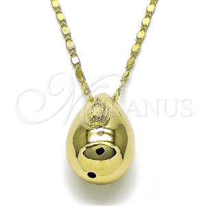 Gargantilla Elegante 04.253.0023.18 Oro Laminado, Diseño de Gota y Guadalupe, Pulido, Tono Dorado (02 MM Thickness, 18 Inches Length)