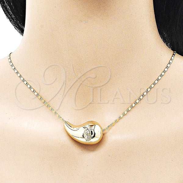 Gargantilla Elegante 04.253.0024.18 Oro Laminado, Diseño de Gota y Guadalupe, Pulido, Tono Dorado (02 MM Thickness, 18 Inches Length)
